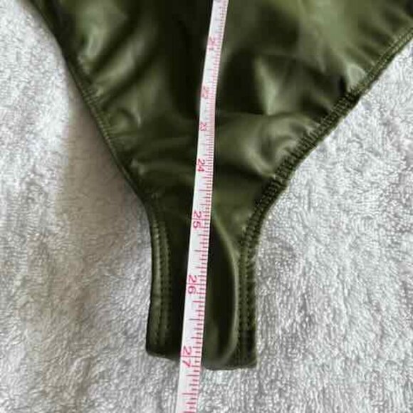 Adidas Ivy Park Olive Green Faux Leather Leotard Bodysuit - Women's Large - Picture 13 of 13